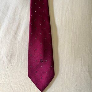 Vintage Christian Dior Men Neck Tie Burgandy w dots  3 X 56 Poli Silk